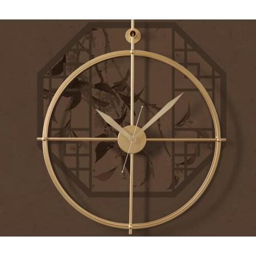 New Chinese Simple Wrought Iron Wall Clock Wall Hanging Crafts Home Livingroom Hotel Mute Clock Wall Sticker Mural Decoration
