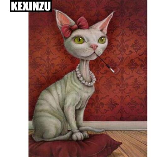 New 5D DIY diamond embroidery Jewelry cat diamond painting cross-stitch square wall sticker for home decoration accessories