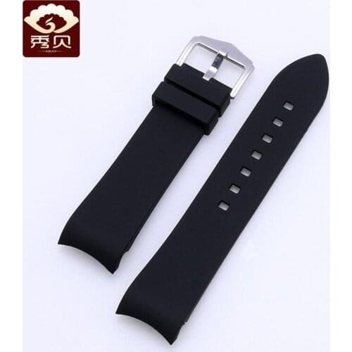 New Durable Silicone Rubber Watchband Black Curved End Strap Pin Buckle 18mm 20mm 22mm for Casio Citizen Watch Free Tools Stock