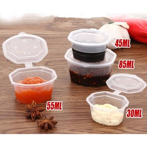 100pcs High quality sauce packaging box small takeaway disposable seasoning box with lid plastic sealing chili oil pudding cup