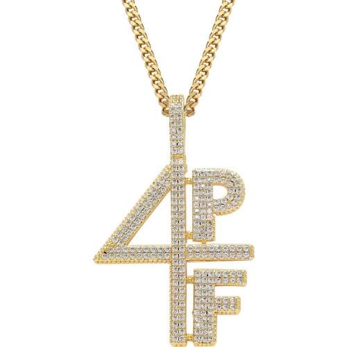 Iced Out Letters Pendant Necklace For Men Women AAA Zircon Gold Silver Color Charms 4PF Necklace Fashion Hip Hop Jewelry Gifts