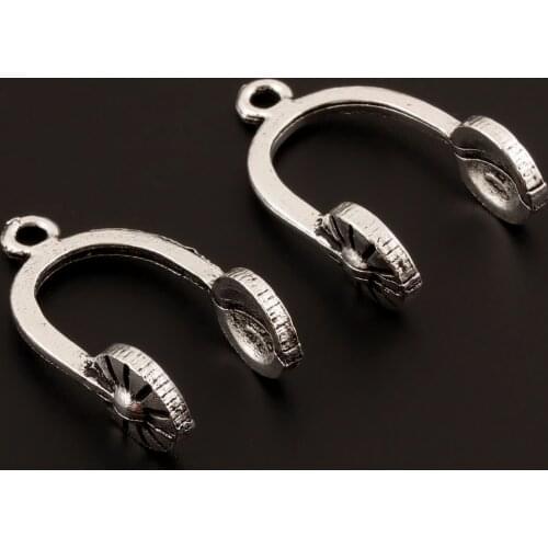 10Pcs Silver Color Headphone Headset Charms Music Pendant Making necklace Jewelry craft supplies 16x27mm A1047
