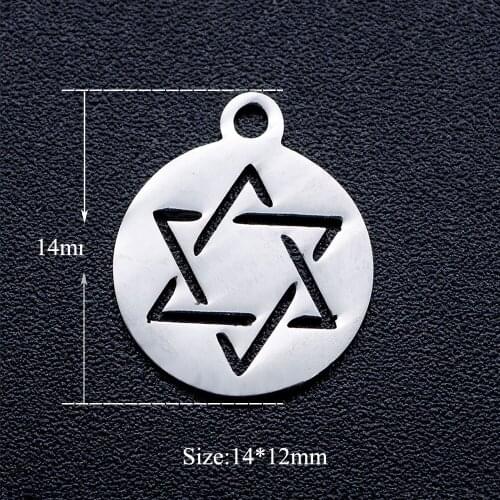10pcs/lot Star of David DIY Jewelry Charms Wholesale 100% Stainless Steel Dropshipping Charm for Bracelet Making