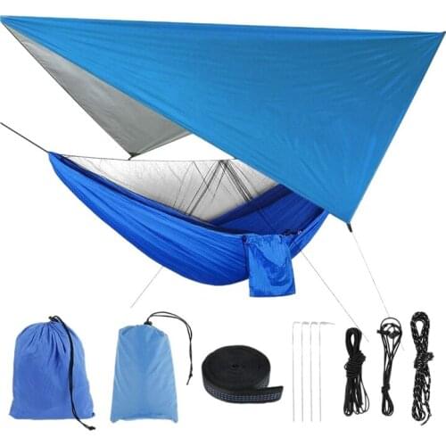 Camping Hammock with Mosquito Net Nylon Double Hammock Waterproof Lightweight Portable for Backpacking Hiking Fishing