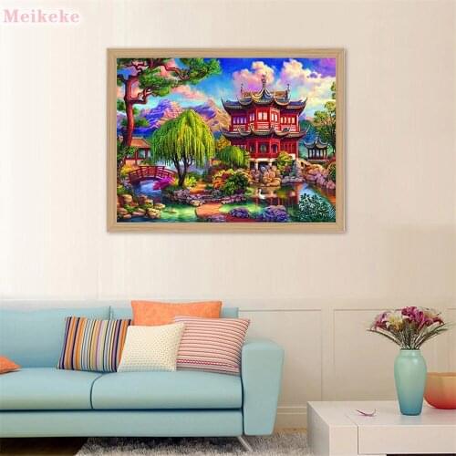 Full Square/Round Diamond Painting Ancient Building Diamond Mosaic Landscape Cross Stitch Handcraft
