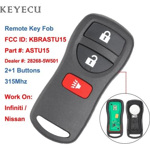 Keyecu 315MHZ Car Keyless Entry Remote Key Fob Control KBRASTU15 For Infiniti / Nissan Frontier Murano Armada Pathfinder