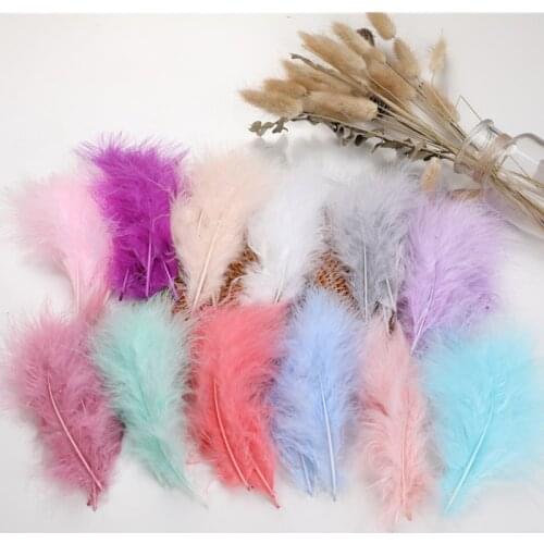 Colorful Turkey Feather DIY Craft 10-15cm Fluffy Chicken Marabou Plumes for Carnival Halloween Christmas Stage Decoration 50Pcs