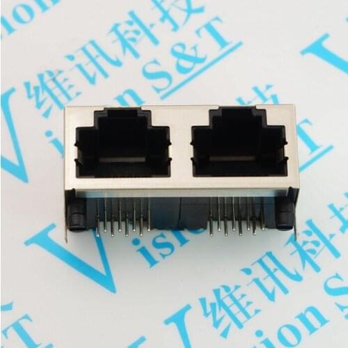 Network socket RJ45 Network Interface 56 Bring Lamp 1*2 8P8C Bring Shield Horizontal Double Port Socket Bend Insert