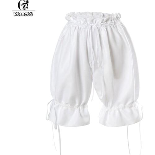 ROLECOS Women Lolita Elastic Shorts White Pumpkin Shorts Safety Pants Girl Pumpkin Bubble Bloomer Safety Under Pants