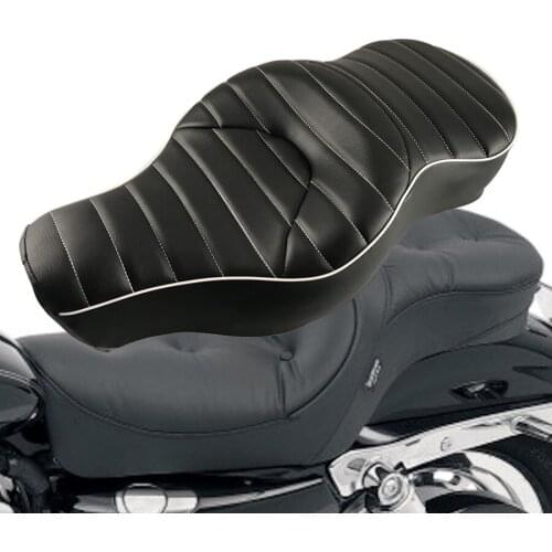 Motorcycle Driver+Passenger Seat Two Up Sofa Seat Tour Seat Bench Rear Cushion For Harley XL 1200L Low XL 883N Iron