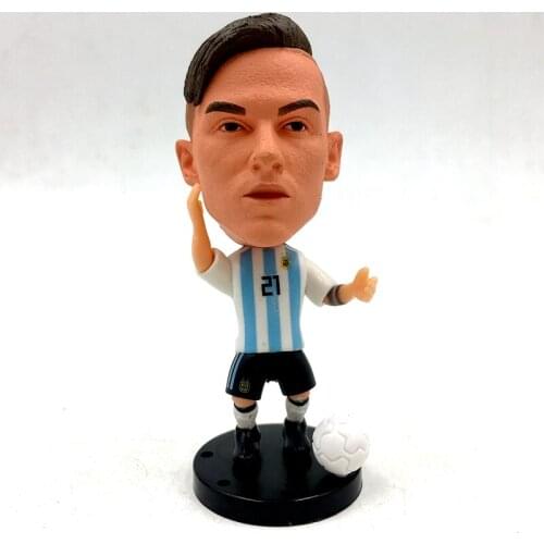 Soccerwe 2.55" Height Football Doll AR 21# Dybala Figures with Ball Blue White Kit