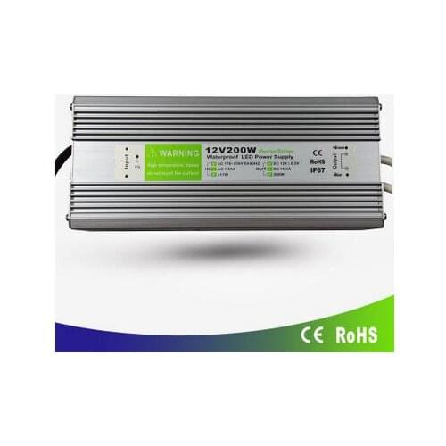 5pcs/lot Fedex fast shipping DC 12V 24V LED Driver 200W Waterproof IP67 12 Volt Power supply LED transformer alimentation 16.6A