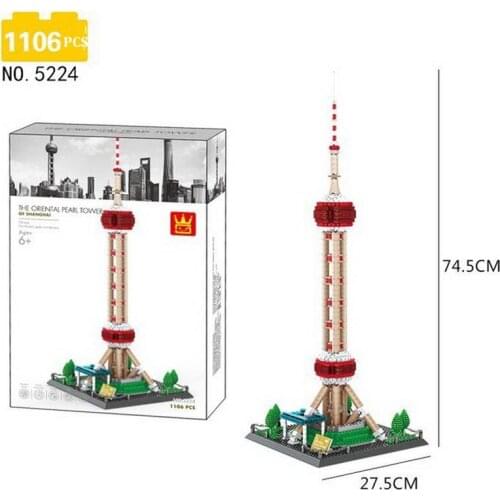 Wange Blocks Architecture Oriental Pearl Tower Landmark Collection Building Brick Fun City Bricks Model Cute Kids Toys Gift 5224