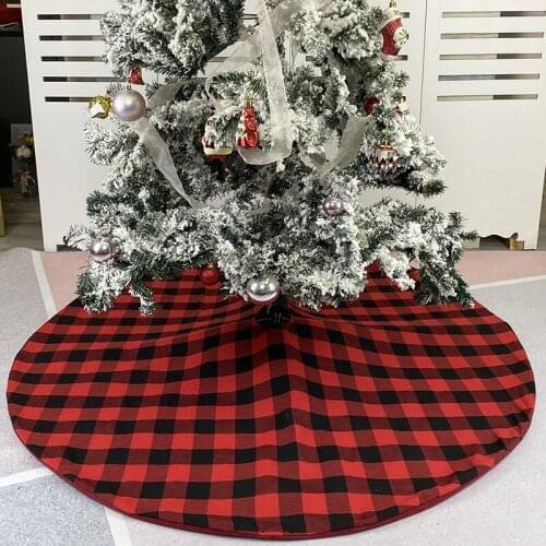 2 Pcs Buffalo Plaid Christmas Tree Skirt Red Black Double Layers Xmas Tree Skirt 48 Inch Farmhouse Party Decoration Wholesale X2