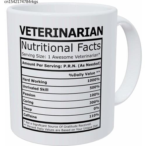 Veterinarian Nutritional Facts Funny Coffee Mug 11 Ounces Inspirational And Motivational