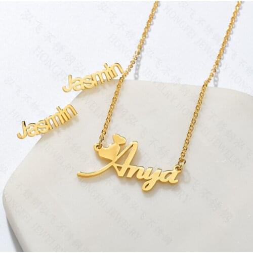 Customized Necklace Stainless Steel Necklace Nameplate Choker Pendant English Name Jewelry Necklace 45 Fonts AAA Quality