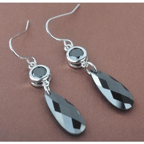 New Brand Black Cubic Zirconia For Women Jewelry Drop Earrings Free Shipping LS0132