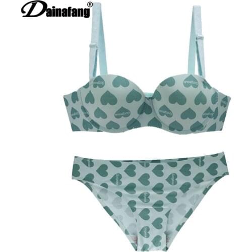DAINAFANG Celebrity Brand, Sexy, High Quality Ladies Print Underwear Set, Seamless Hearts Brushed Red Bra