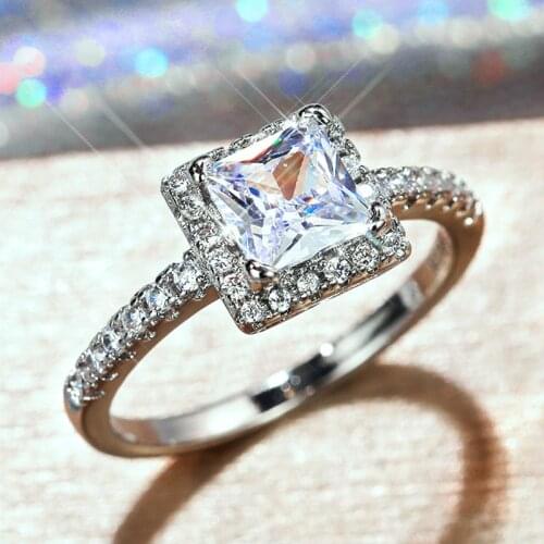 Huitan Perfect Princess Cut Cubic Zirconia Women Engagement Wedding Rings Fashion Contracted Style High Quality Drop Shipping