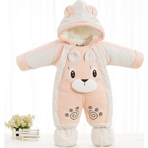 Winter Warm Newborn Baby Rompers Cartoon Hooded Fleece Boy One Piece Jumpsuit Cotton Kids Girl Overalls Children Onesies Clothes
