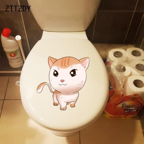 ZTTZDY 23.6*24.3CM Lovely Cat Children Bedroom Wall Decor WC Toilet Sticker T3-0047