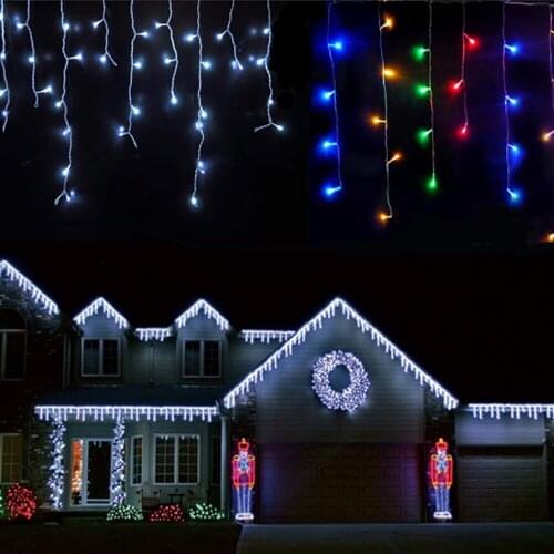 1pcs christmas lights icicle 4m 96leds icicle lights led AC110V/220V US/EU plug 9 colors 8 modes christmas led lights