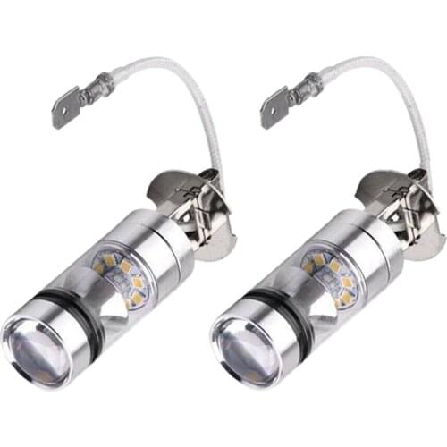2Pcs 6000K White LED H3 100W 2323 Car Fog Light Bulb DRL