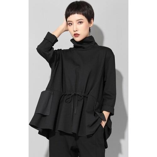 2021 New Fashion Top Spring Autumn Winter Women Casual Office Loose Black Big Size Long Sleeve Blouse T-Shirt Tops For Lady M-L