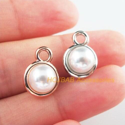 35Pcs Retro Dull Silver KC Gold Color Acrylic Round Charms Pendants 11x15mm