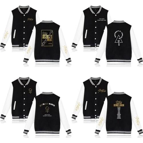 World Tour Stray Kids Kpop Hip Hop Baseball Jacket Coat Men Women Hoodie Sweatshirt Tops Long Sleeve Pocket Male Hoodies Jackets