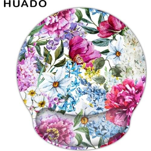 Flower Pattern Mouse Pad with Wrist Rest Cushion Comfortable Soft Sponge Wrist Protect Ergonomic Mouse Mat