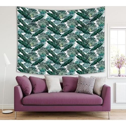 Tapestry Tropical Palm Tree Leaves Jungle Summer Foliage Exotic Nature Theme in Green Decorating Art Print