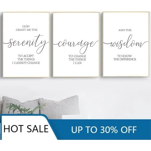 Christian Quotes Prayer God Print Serenity Prayer Wall Art Canvas Painting Poster Courage Wisdom Typography Picture Home Decor