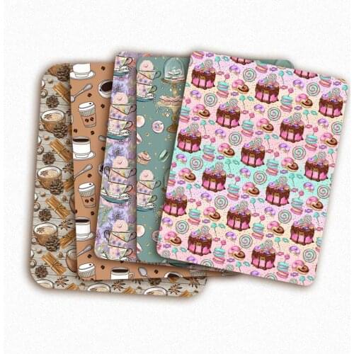 IBOW Gourmet Dessert Theme Print Polyester Cotton Fabric DIY Material Masks Sewing Home Textile Raw Materials 45*145CM/pc