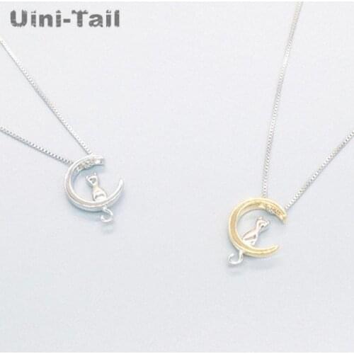 Uini-Tail hot new 925 sterling silver moon cat necklace female models simple cute sweet Korean students wild birthday gift
