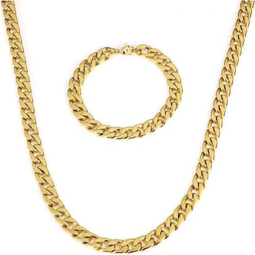 Stainless Steel Men Jewelry Set 2016 Fashion Silver Color Stainless Steel Necklace Bracelet Sets Chain Jewelry For Womens