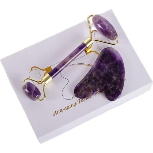 Wholesale Roller & Gua Sha Tool set Facial Neck Massager Natural Stone Tool Jade Roller Slimming Anti Wrinkle Cellulite Beauty