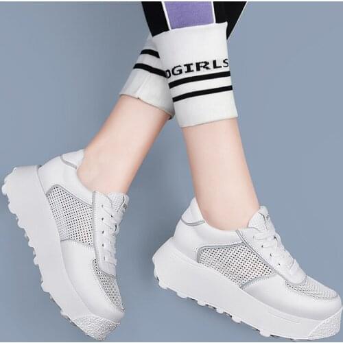 New womens shoes running sneakers 2021 summer lightweight flat mesh womens casual shoes travel shoes thick bottom Breathable