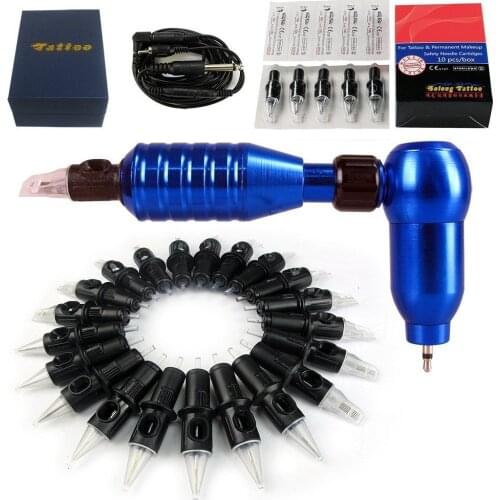 New 2-In-1 Rotary Tattoo Machine and Permanent Makeup Pen 50 Needle Cartridges tattoo pen