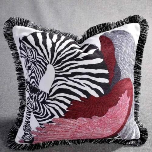 New Decorative Cushion Cover Velvet High-end Royal Ofiice Home Decor *women Matched Pillow Case Horse Black and White Sofa