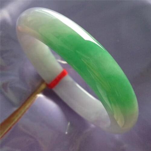 Send Certificate Natural Myanmar Jade A-Class 54-62mm Double Color Bracelet Exquisite Princess Jade Bracelet