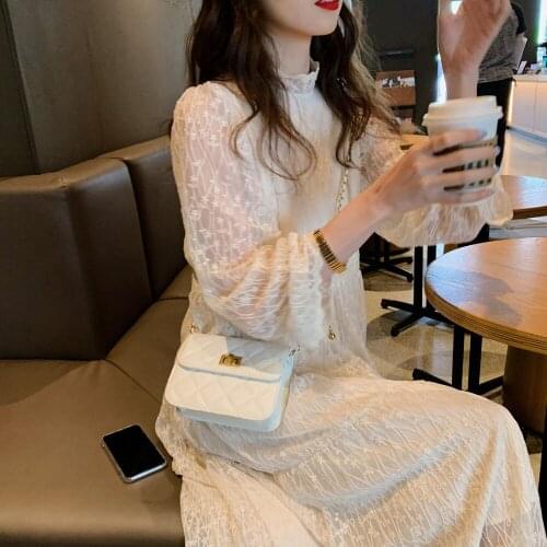 New Lace Stitching Loose Doll Midi Dress Lace Dress Woman Dresses Vestido De Mujer Femme Robe