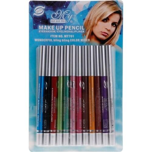 Professional Eye Shadow Lip Liner Eyeliner Pen Pencil Makeup 1 Set 12 Color
