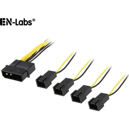 Fan Power Splitter Cable 12V Molex 4pin to 4x 3pin Case Cooler Cooling Fan Spliter Adpater Power Cable PC,IDE 4 pin to 2x 12V 5V