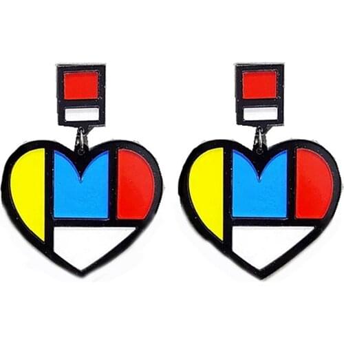 Night Club Colorful Heart Big Acrylic Drop Earrings For Women Jewelry Statement Female Cool Punk Dangle Earrings Brincos Gifts