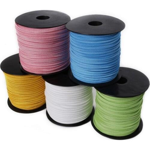 New Arrival 3mm 100yard/roll 19 Color Kroea Faux Suede Cord Lace For Clothes Shoes Jewelry Making Findings
