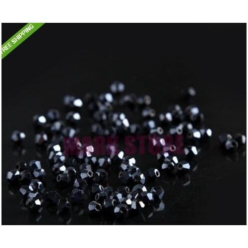 AAA Quality Glass Crystal 4mm Disco Bicone Beads 600pcs/lot Jet Black Fit For Fashion Jewelry DIY Making For Free Shipping
