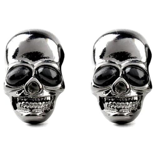 High quality fashion jewelry gun metal skull earring