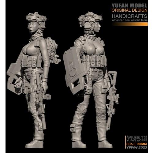 YUFan Model Resin Kits 1/35 modern female soldier resin soldier YFWW35-2023
