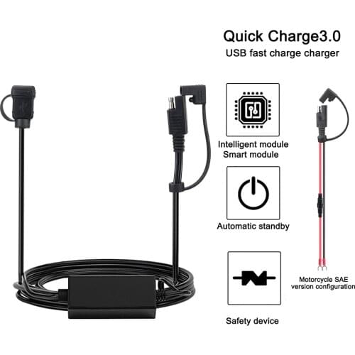 LEEPEE Dual USB Port Motorbike 12V-24V Quick Charger 3.0 Version Configuration Moto Handlebar Charger